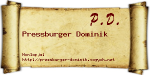 Pressburger Dominik névjegykártya